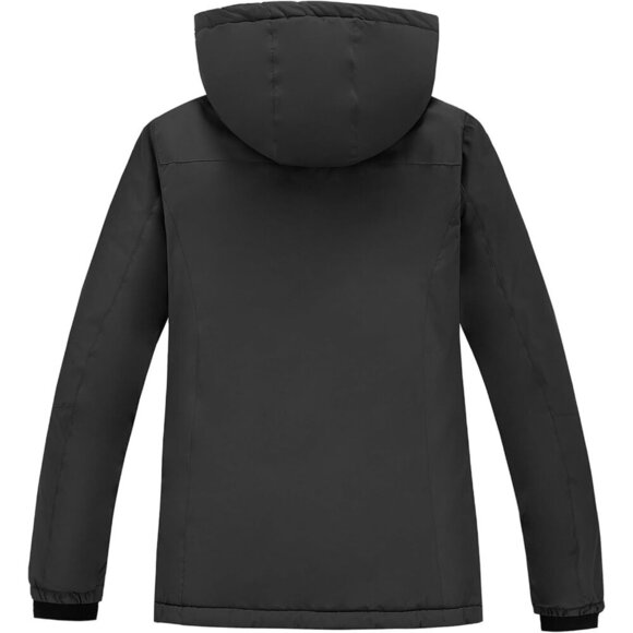 Womens Black Mountain Waterproof Ski Jacket Hooded Windproof Winter Coat Snow - Picture 2 of 7